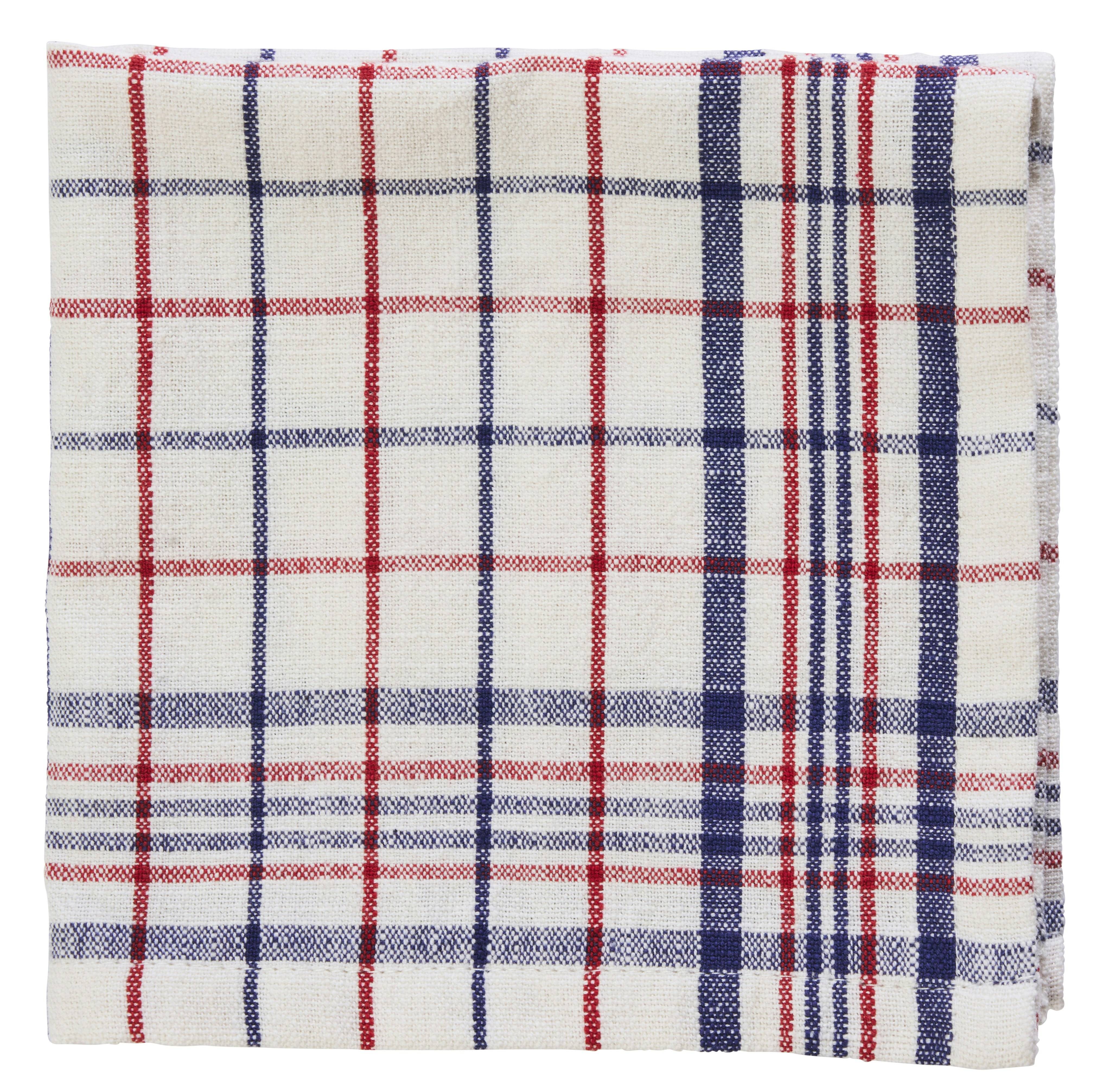 Madam Stoltz - Checked Cotton Servetter 4-pack - Blå