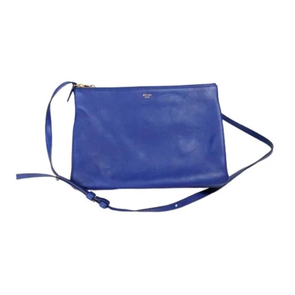 Celine Vintage Pre-owned Leather Trio Shoulder Bag - Vintage - Dame - Blå - ONE SIZE - Uld