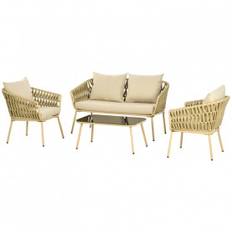 Loungeset 4 Sitis med Glasbord - Rotting Khaki