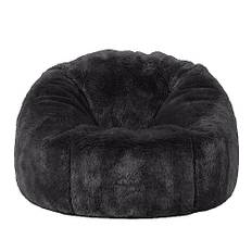 Säcksäckstolar for vuxna och barn (utan fyllning), 2,3-5ft fluffig pälssittpuff soffa överdrag säcksäckstol soffa säcksäck ottoman avslappningsbar lounge futon puff(Dark grey,3.3ft-D100cm-cover)