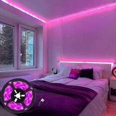 USB-driven rosa LED-remsa, 5V, 60 LED/M, Flexibel 1M/3M/5M, Traditionell stil, Plastmaterial, Ej avtagbar, Infälld montering, För sovrumsspegel, skriv (1 m,3 m,5 m)