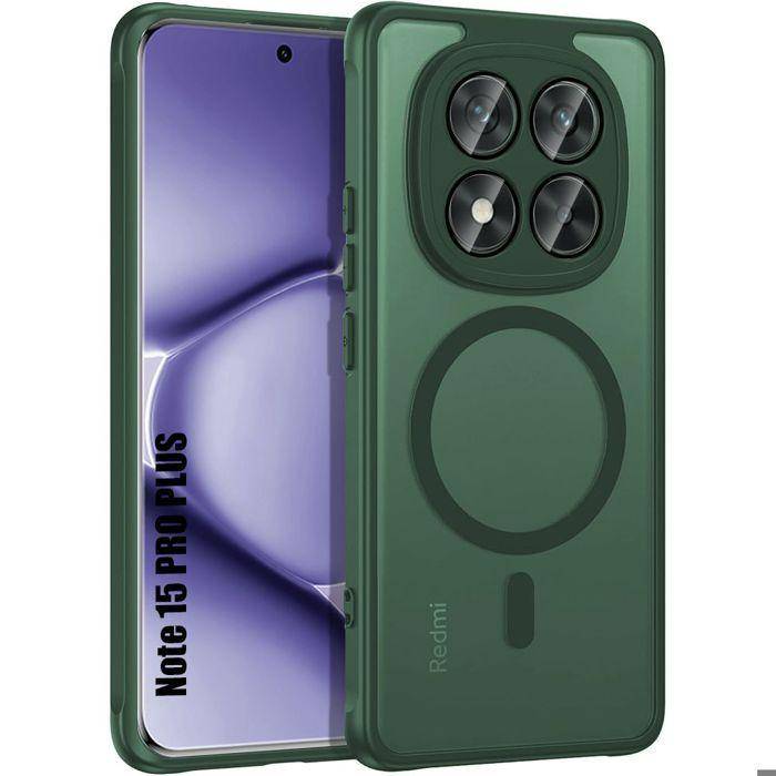 Fodral för Xiaomi Redmi Note 15 Pro Plus 5G - med Magnetisk Cirkel och Kameralinsglas - Midnattsgrön