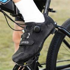Basic Solid Color Nylon Hook And Loop Professional Road Cycling Shoes For Outdoor All Seasons - Black - EUR38,EUR39,EUR40,EUR41,EUR42,EUR43,EUR44,EUR45,EUR46