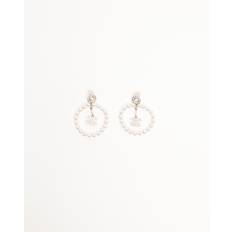 Chanel Coco Mark Rhinestone Dangling Earrings - Silver