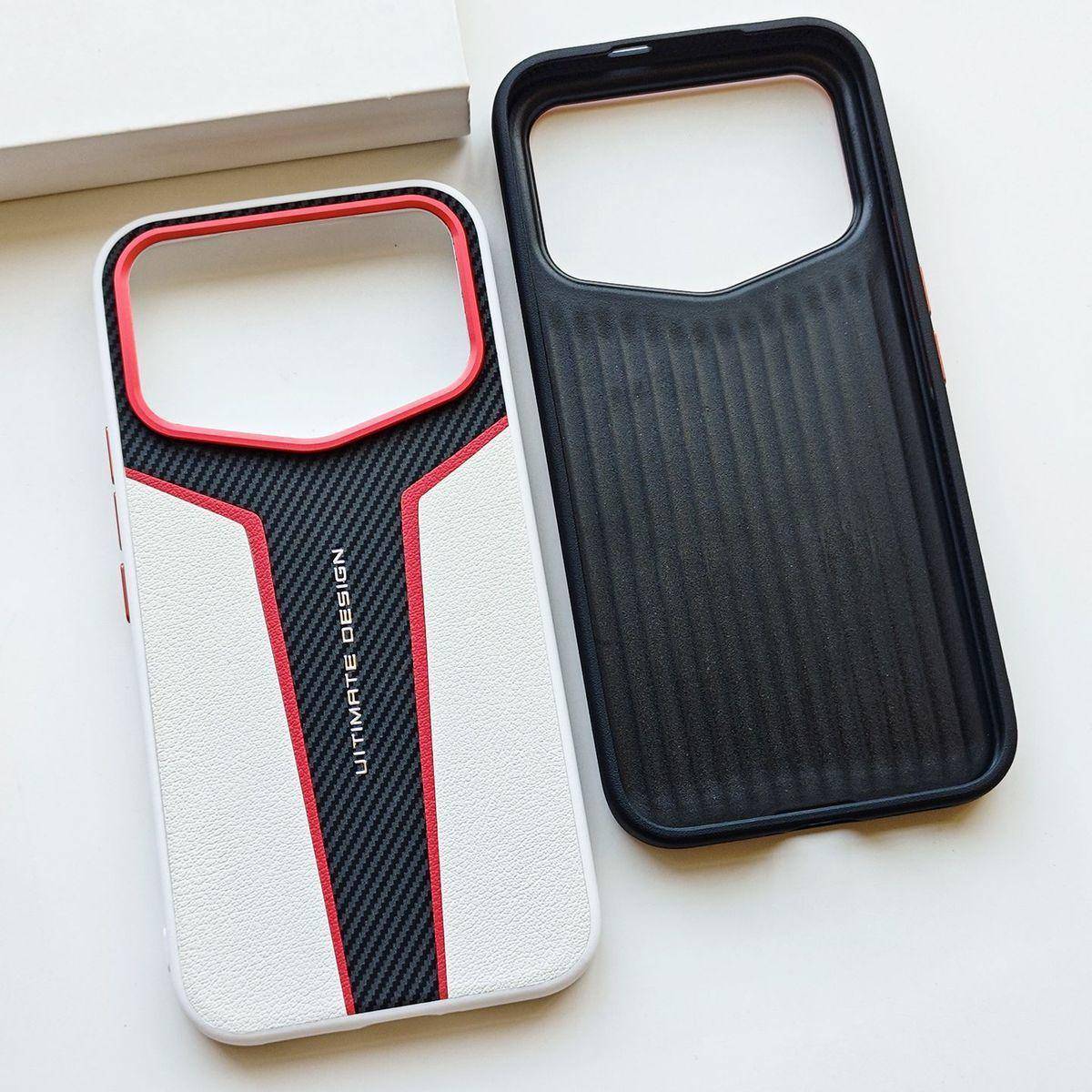 För Xiaomi POCO F8 Ultra Fodral Hårt Lyxigt PU-läder Stötsäkert Skyddande Baksidesfodral för POCO F8 Pro F8Ultra Telefonskal vit
