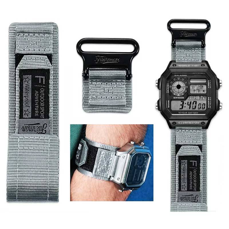 AE1200 Nylonklockarmband För Casio AE-1200/1300 A158 A168 F91w A159/A169 sport Andningsbart Klockarmband herr Armbandsaccessoarer black