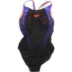 Speedo Badedragt Laneback Fit Sort/Neon Str 36