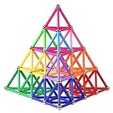 Funifinds 161 stycken magnetiska stavar, block, magnet, pedagogiska leksaker, magnetiska byggstenar, pinnar, stapling, leksak, stämpelset, giftfri byggnad, leksak, 3D-pussel med förvaringsväska