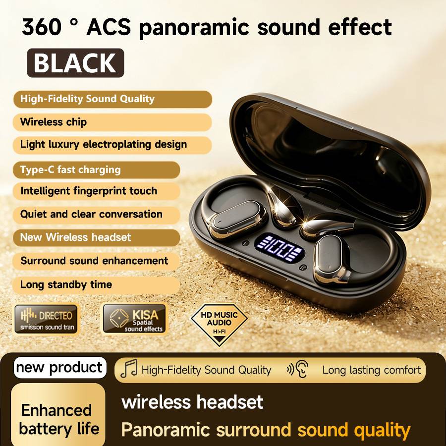 New Senyang-2026 New Hanging Ear Open Wireless Earbuds 360° Surround Earphones Hd Call Long Playtime Sports Clip-on Headset Couples Fashion Headphone For Iphone For For Halloween Gift