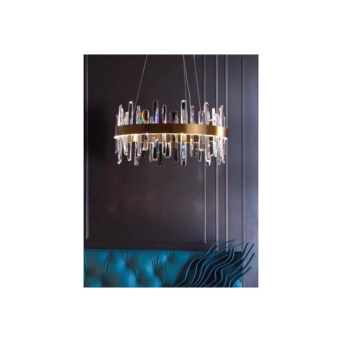 Norrsken Design Kristallkrona Istapp Rund Mässing 60cm