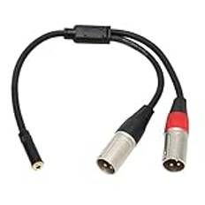 QANYEGN 3,5 mm 1/8 till XLR mikrofonkabel, stereokabel hona, kort sladd, balanserad dubbel XLR hane till 3,5 mm stereokabel hona 1,0 fot
