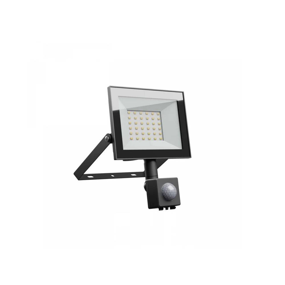 30W projektør med sensor - IP44, Sort, arbejdslampe, PIR sensor - Dæmpbar : Ikke dæmpbar, Kulør : Kold