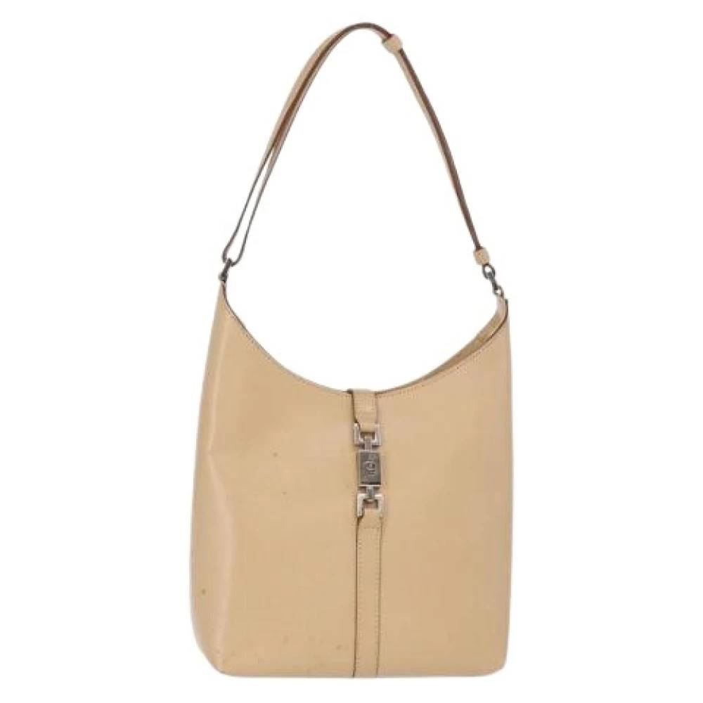 Gucci Vintage Pre-owned Læder Skuldertaske - Vintage - Dame - Beige - ONE SIZE - Uld