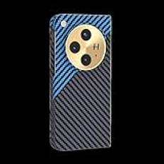 Flipväska täcke Kompatibel med OnePlus Open Case, Carbon Fiber Texture Bumper Hard Back Cover med Shock Absorption Skyddande telefonfodral Kompatibel for OnePlus Open Mobiltelefonväska(Blue+Black)