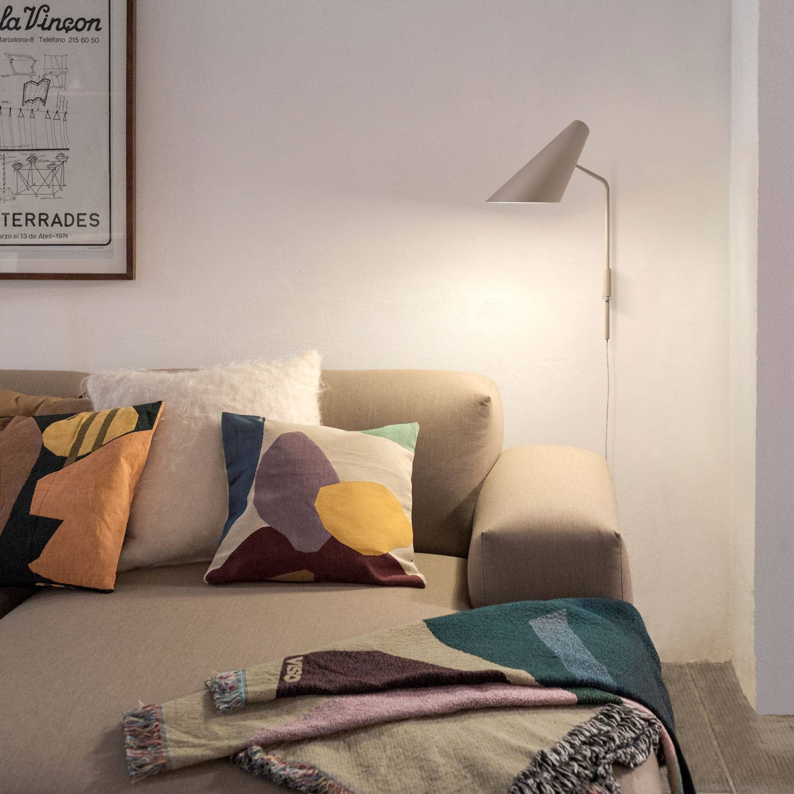 Vibia Designer væglampe I.Cono, Hvid/opal, Soveværelse, Plast, Moderne