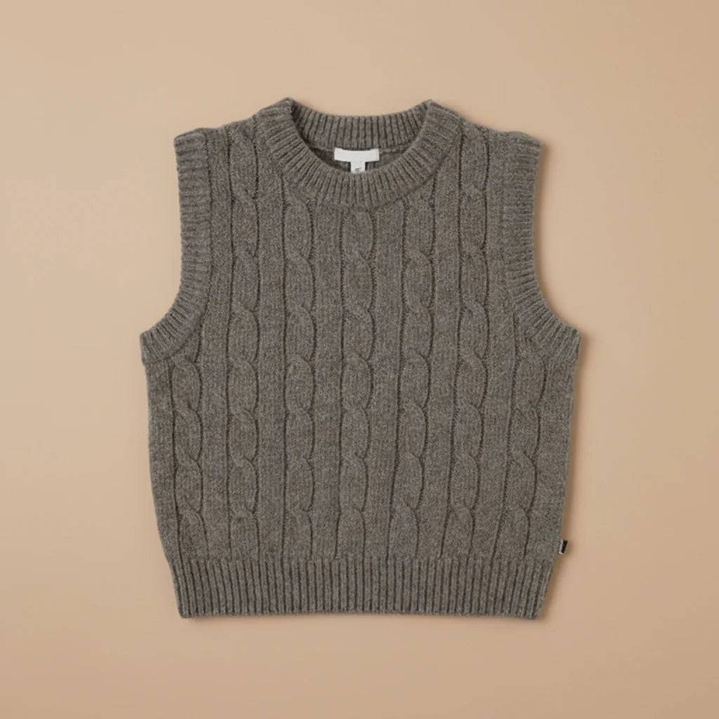 CozyWool – Varm och bekväm – Barnströja i fin ullblandning Väst / Grå / 130 (8 år) | Pedagogiska Träleksaker