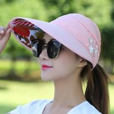 Dam dam solhatt strand hatt uv skydd anti-uv visir vikbar mössa för utomhus b2 cshop - Rosa