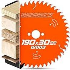 BAUBECK Sågblad 190 x 30 +16/20/25,4 mm reduceringsringar, 56Z, 2,6 mm snitt i trä med handcirkelsågar, som Bosch GKS 190, PKS 66 A/66 AF, Parkside PHKS 66 kompatibel, cirkelsågblad 190