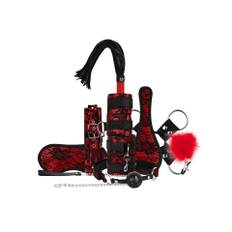 Lace & Leather Look 9-pcs Bondage Set