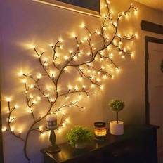 72LEDs, 1,8 m, Willow Vine Lights, USB Power, Christmas Swags Decorations Indoor Room Decoration, Lighted Willow Vine Lights For Walls Heminredning i - Brun (En-Storlek)