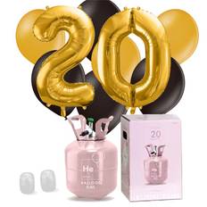 1 sæt 20-års Fødselsdagsballoner og helium kit inkl. snor