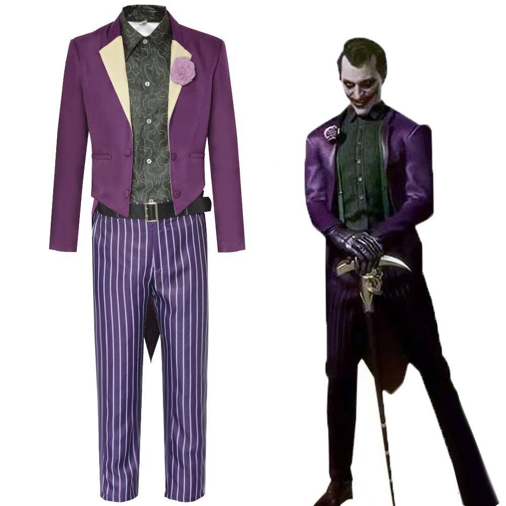 Mortal Kombat 11 Joker Cosplay Kostym McFarlane Heath Ledger Ljusa Lila Helkroppsdräkt Halloweenfest Outfit cm gray