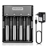 COSOOS batteriladdare med 4 laddningsplatser, snabba batterier, laddare för uppladdningsbara batterier, Li-Ion NI-MH NI-Cd AA AAA C 18350 18500 18700 20700 21700 26650 RCR123