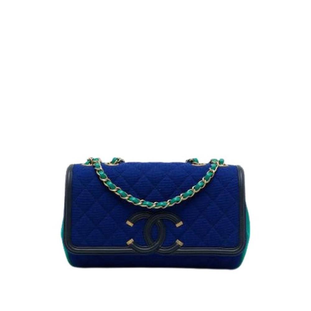 Chanel Vintage Pre-owned CC Filigree Flap - Vintage - Dame - Blå - ONE SIZE - Uld