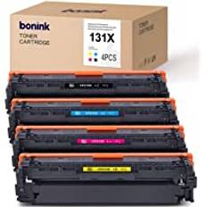 BONINK 131X tonerkassett ersättning för HP 131X 131A CF210X CF211A CF212A CF213A toner kompatibel med HP Color MFP M276nw M276n HP LaserJet Pro 200 (4-pack, svart/cyan/gul/magenta)