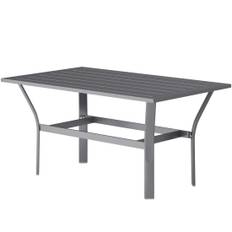 Sidobord metall balkongbord med lamelldesign väderbeständigt soffbord trädgårdsbord lättskött soffbord utebord för balkong trädg