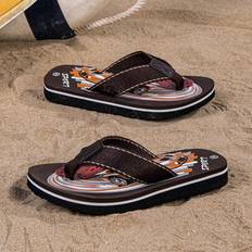 1 par flip-flops med halkfria, platta och sportiga design för pojkar, bekväma för hemmabruk och stranden, lämpliga för sommaren - Brun (EUR34,EUR35,EUR36,EUR37,EUR38,EUR39,EUR30,EUR31,EUR32,EUR33)