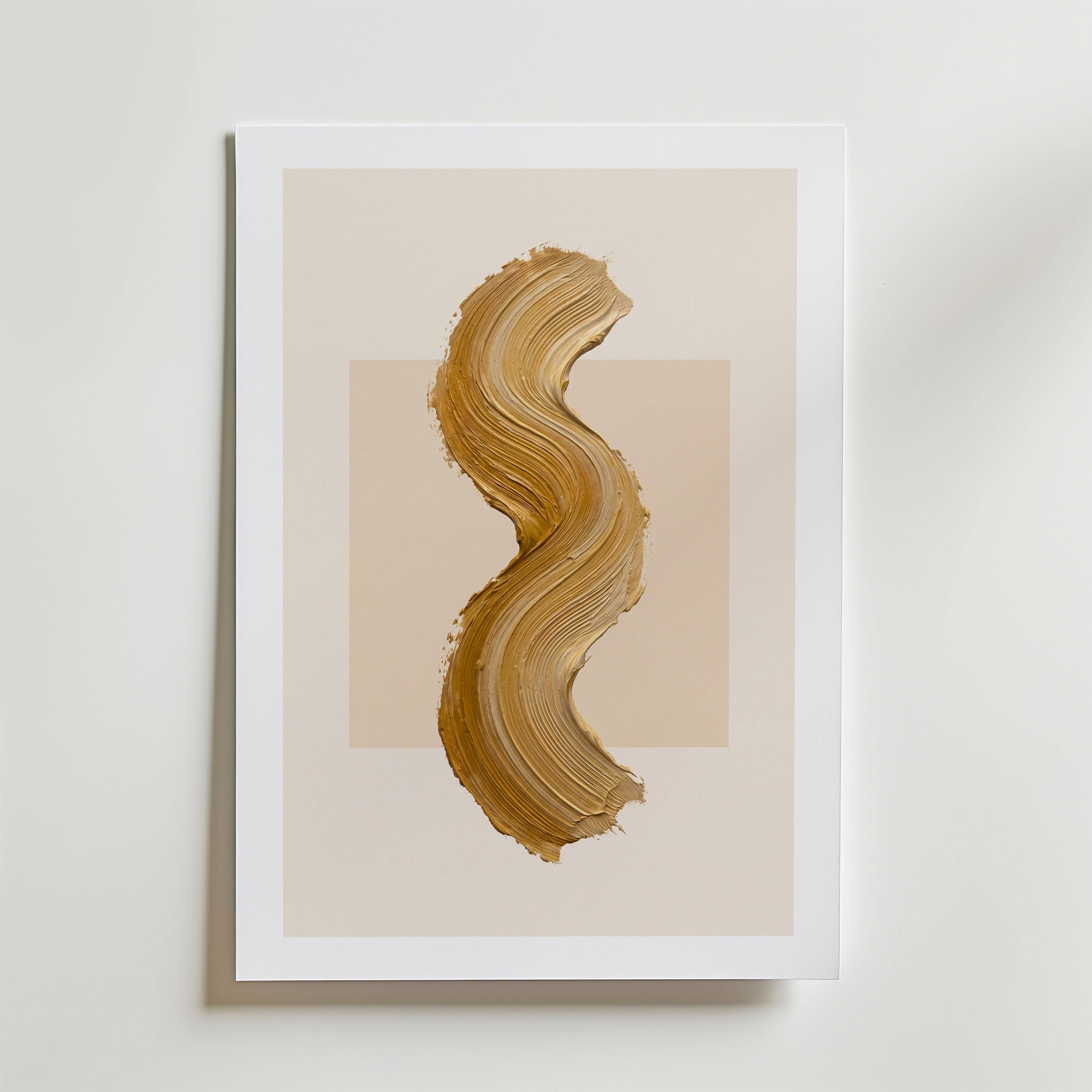 Ochre Curve Poster - Fine Art Poster 50x70 cm Med passepartout