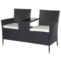 Havesofa - Cafésæt med Bord Metalstel 133 x 63 x 84 cm Sort Flet