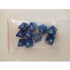 Dice - Terningesæt - 10 terninger - Kaissa Dice: Pearl - Blue/White D8 (8 sidet)