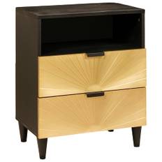 vidaXL Sengebord Sort og Guld 50 x 33 x 60 cm Massivt mangotræ