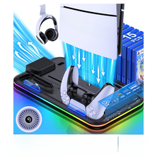 Game Controller charger Fan Stand for PS5 PS5 Slim cooling stand Led Cooling Fan Dock Station For
