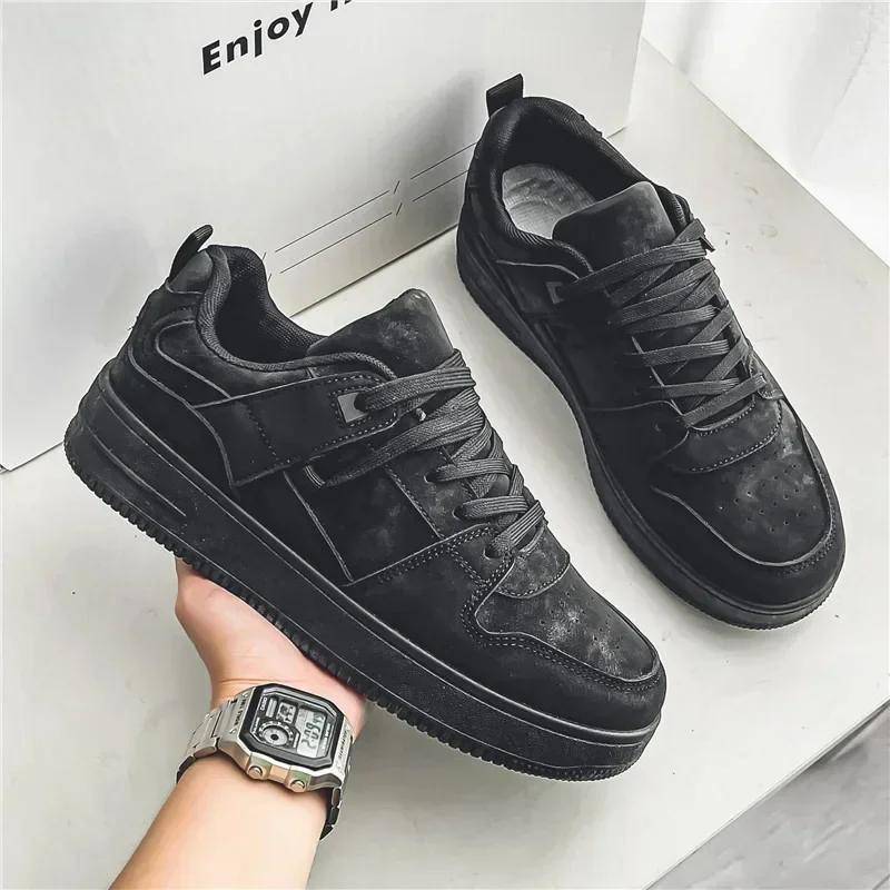 Nyinkomna Herr Svarta Sneakers Halkfria Plattform Herr Skateboardskor Bekväma Utomhus Herrsportskor tenis masculino homem cm svart