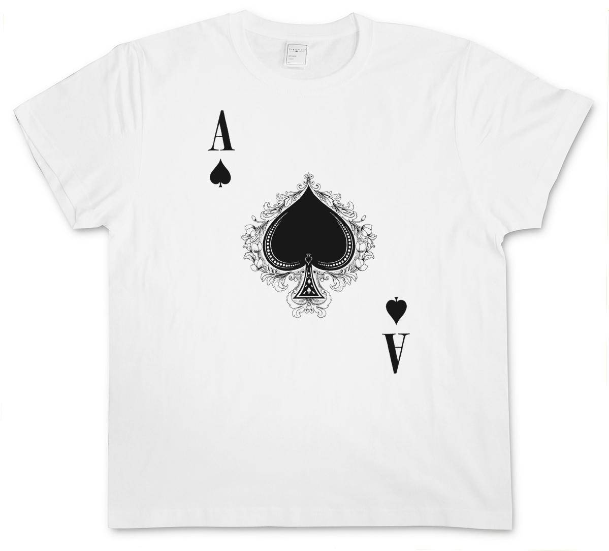 SPADER DAM III T-shirt Herr Dam T-shirts Topp - Spader Ess Poker Kort Kasino Las Kort Royal Hold em cm black