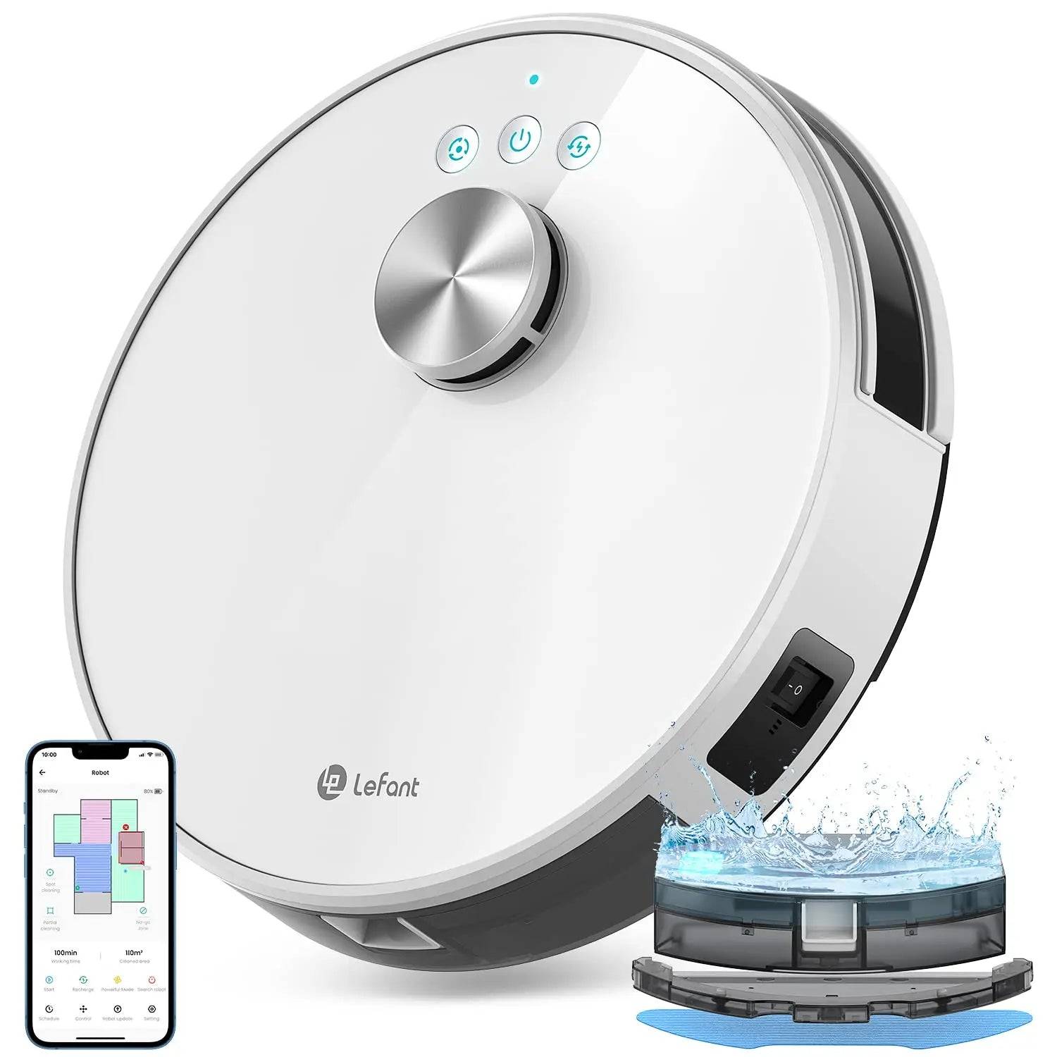 LEFANT M1 Robot Vacuum Cleaner with Multi-Floor Mapping, 4000Pa, 4000 mAh Battery, LDS Navigation,APP/Alexa,smart Home appliance - M1-EU-White / GERMANY