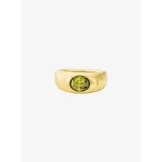 MK Precious Metal-Plated Cubic Zirconia Signet Ring - Gold - Michael Kors - EU 56
