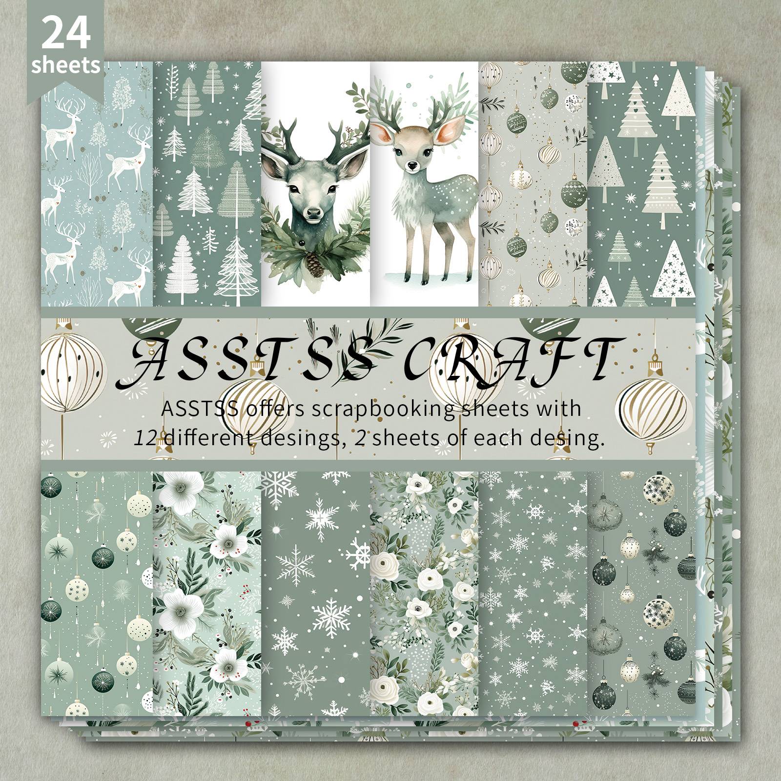 Asstss 24-sheet Scrapbooking Paper Pad - Heavyweight Cardstock With 24 Unique Sheets, 6"x6" Compatible For Journaling, Collage Art, Greeting Cards, & Crafts - Paper Pack