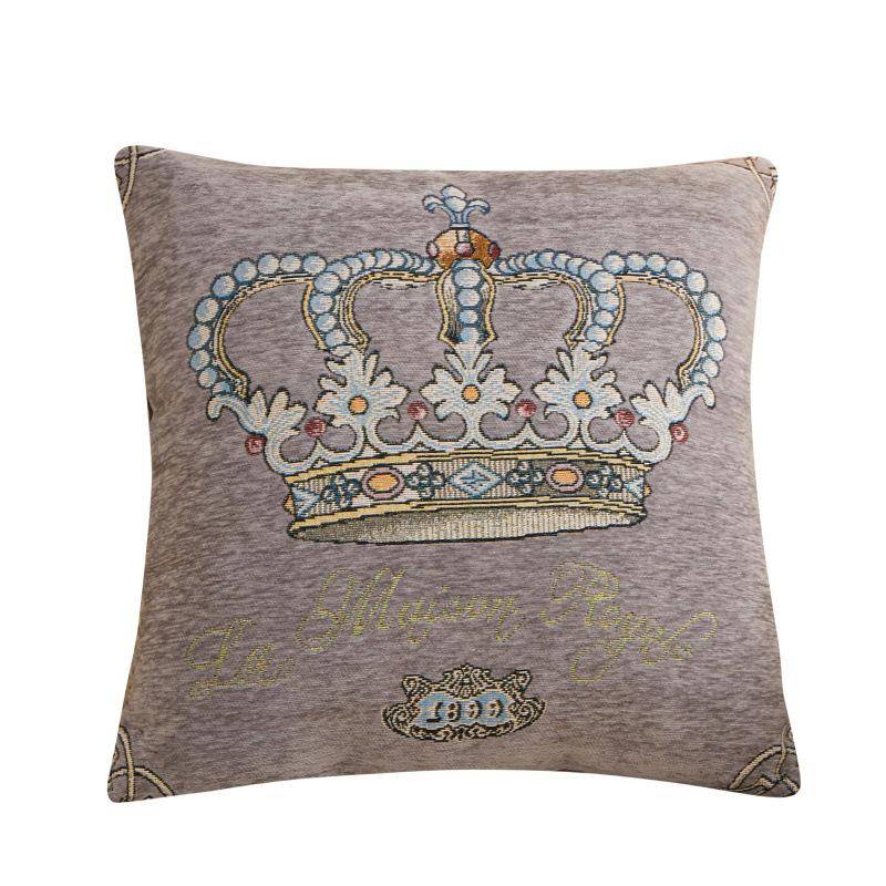 Nordisk Stil Elegant Krona Kuddfodral Mode Hem Soffa Dekoration Örngott 45cm Vackra Hushållstextilier Kuddfodral gray