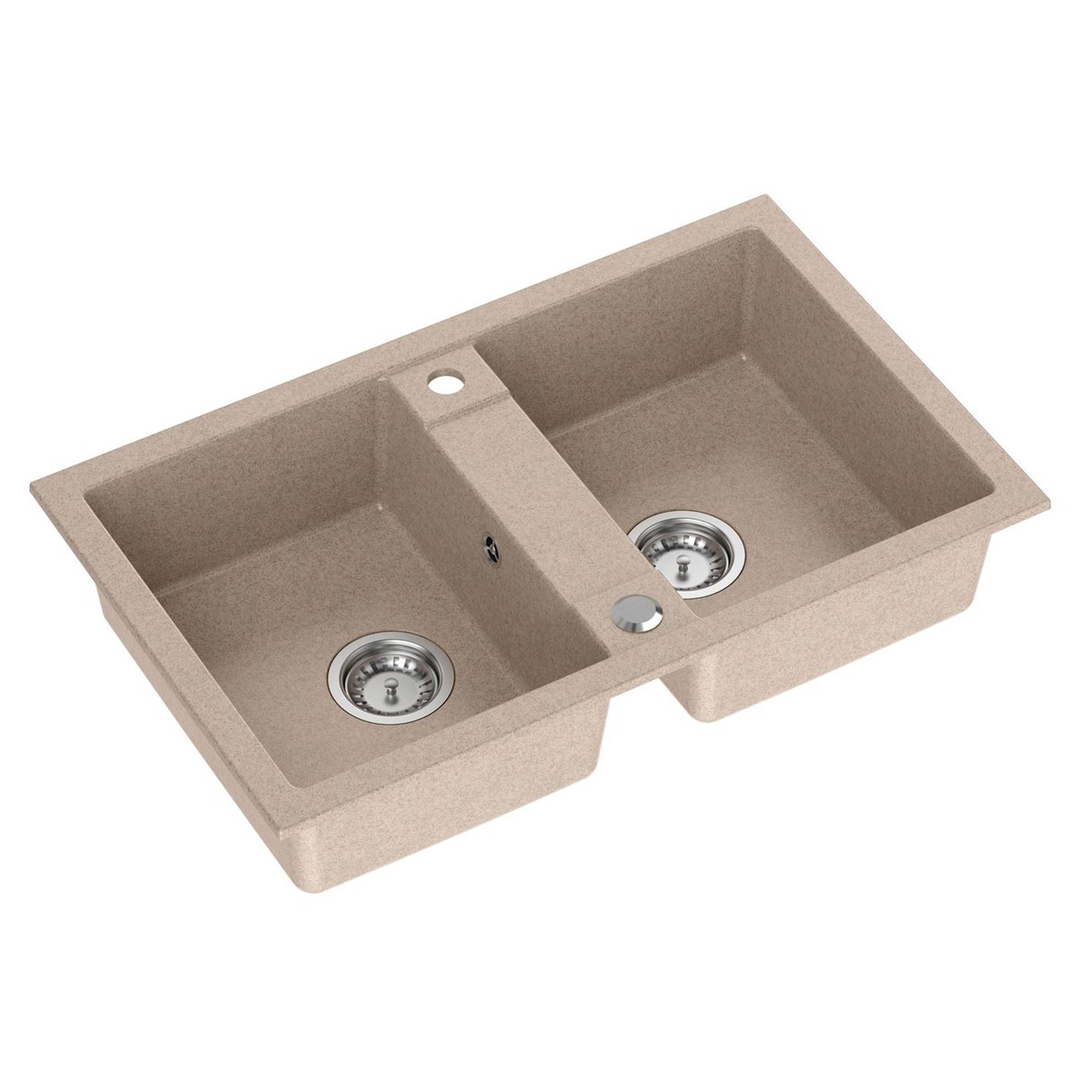 Granit Dubbel Diskho Geoma Beige Matt 78x48 cm med Vattenlås