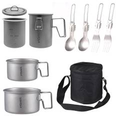 Outdoor Camping Multifunctional Rice Cooker Set Travel Picnic Ti Cooking Pot for Camping Hiking 1 set