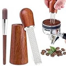 YUEONEWIN Wdt Tool espresso tillbehör, Wdt Tool kaffe portafilter tillbehör, med 8 x 0,4 mm nål och barista rengöringsborste, kaffedistributör tamperstation (inklusive barista rengöringspensel