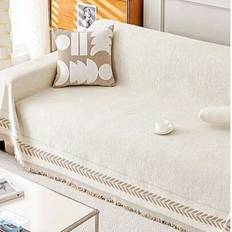 1PC Simple Sofa Towel Washable, Ear Of Wheat Pattern With Tassels Sofa Slipcover 3 Seater, Sofa Covers Non Slip, Couch Cover For Pets, Multifunctional - Khaki - Multi-size
