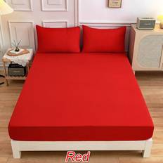 New Arrival 15 Colors Elastic Fitted Sheet 12 Inches Deep Pockets Brushed Microfiber Mattress Covers Set Twin Full Queen King Size 90*200+30cm röd