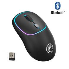 Trådlös mus Bluetooth-mus Rgb Uppladdningsbara datormöss Ergonomisk Tyst Usb Optisk Mause Gamer För Laptop Tillbehör Pc Bluetooth black