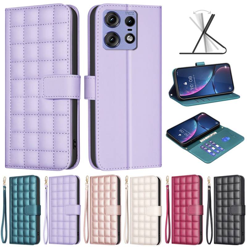 Leather Coque For Motorola Edge 50 Pro Case Chocolate Block Wallet Case for Funda Motorola Edge50 Pro Edge 40 Neo Phone Cover