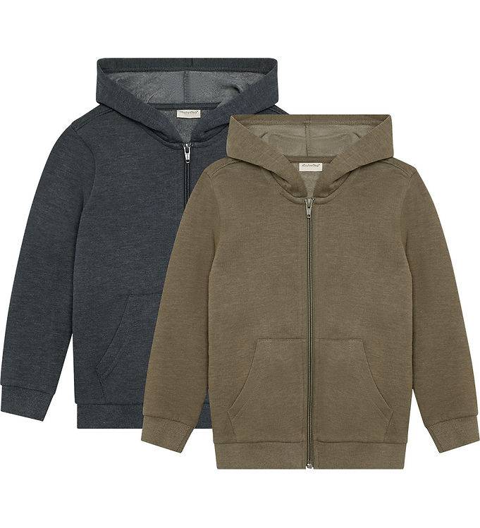 Minymo Cardigans m. Hætte - 2-pak - Vetiver - Minymo - 8 år (128) - Cardigan